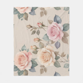 Cobertor De Velo Rosas Delicadas em Aquarela em Cores Pastéis Suave