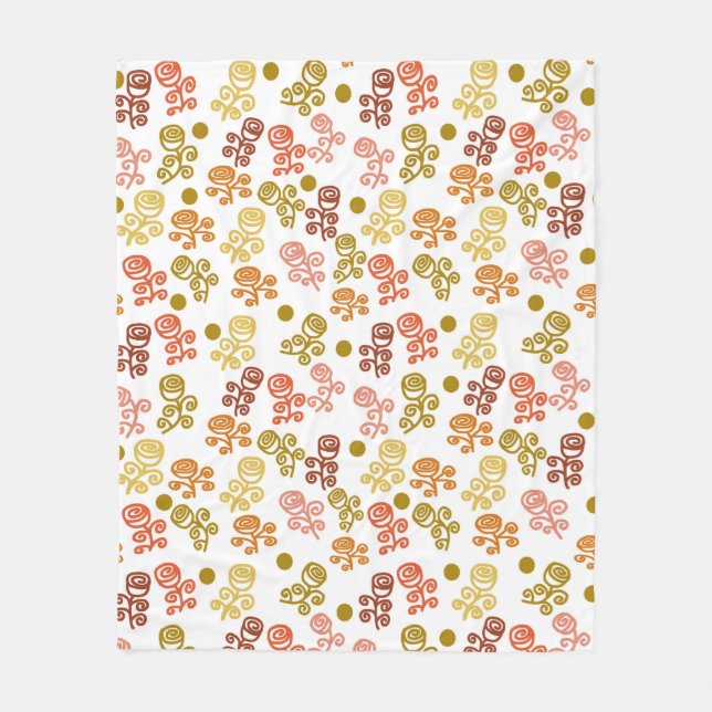 Cobertor De Velo Rosas Douradas Laranja e Folha de Ferrugem (Frente)