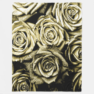 Cobertor De Velo Rosas Dourados elegantes