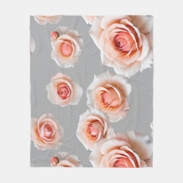Cobertor De Velo Rosas em tons de pêssego e coral espalhadas