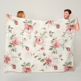 Cobertor De Velo Rosas Florais Rosa Creme Romântico
