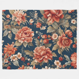 Cobertor De Velo Rosas, Folhas e Flores de Laranja Retro refinados