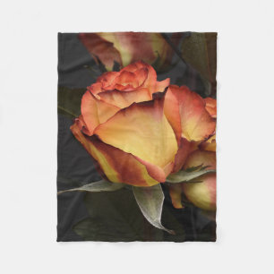 Cobertor De Velo Rosas laranja, vermelha e amarela