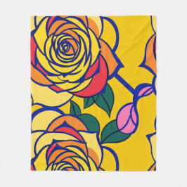 Cobertor De Velo Rosas Multicoloridas Em Um Estilo Pop Art