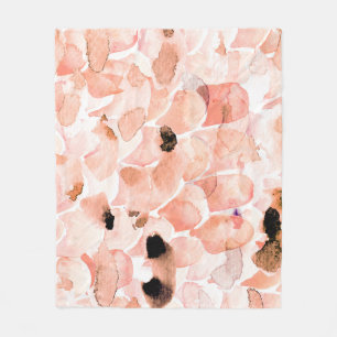 Cobertor De Velo Rosas, pedras e folhas, padrão de aquarela.
