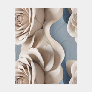 Cobertor De Velo Rosas renderizadas em 3D em tons de azul e branco