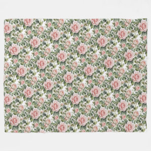 Cobertor De Velo Rosas Rosa Clássicas e Folhas de Sage