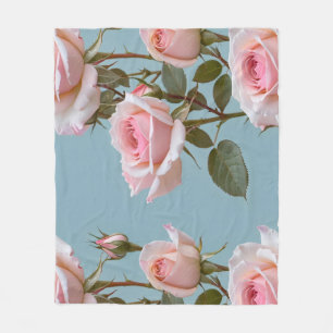 Cobertor De Velo Rosas Rosa Pastel Em Um Fundo Azul Céu Suave
