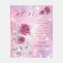 Cobertor De Velo Rosas Rosa Prata Folha Mães Espumantes