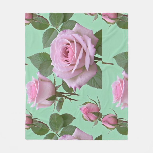 Cobertor De Velo Rosas Rosa Suave Com Realces Sutis De Lavanda (Frente)