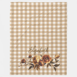 Cobertor De Velo Rosas Rustic Gingham Autumn Personalizados