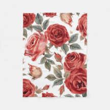 Rosas Vermelhas Aquarela Floral Botânica Pintada