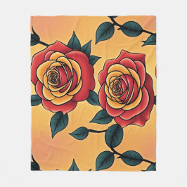 Cobertor De Velo Rosas Vermelhas E Amarelas