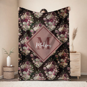Cobertor De Velo Rosas vintage shabby chic padrão diamante preto