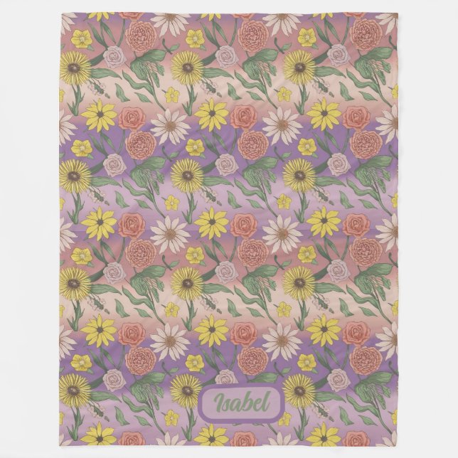 Cobertor De Velo Rosas, Visitas, Girassóis E Lírios (Frente)