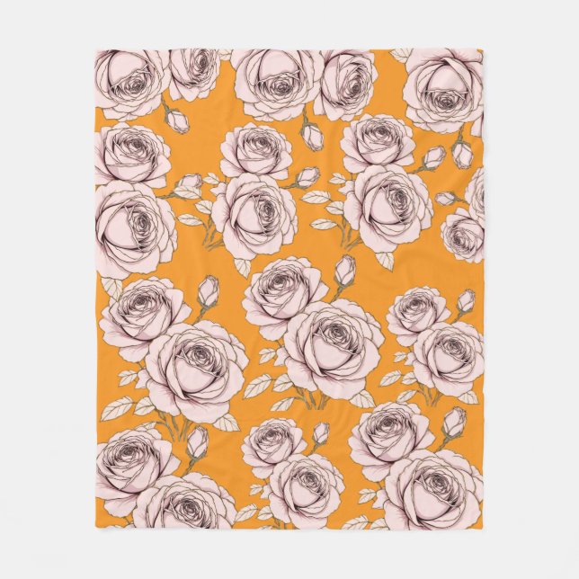 Cobertor De Velo Rose Floral Fleece Blanket  (Frente)