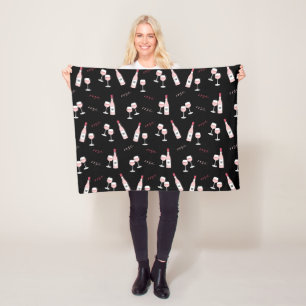 Cobertor De Velo Rosé o dia todo, garrafa de vinho e óculos, mono