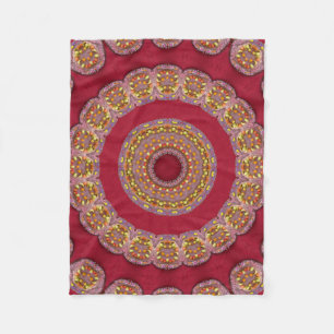 Cobertor De Velo Rosetas Mandala Vermelho Dourado Amarelo