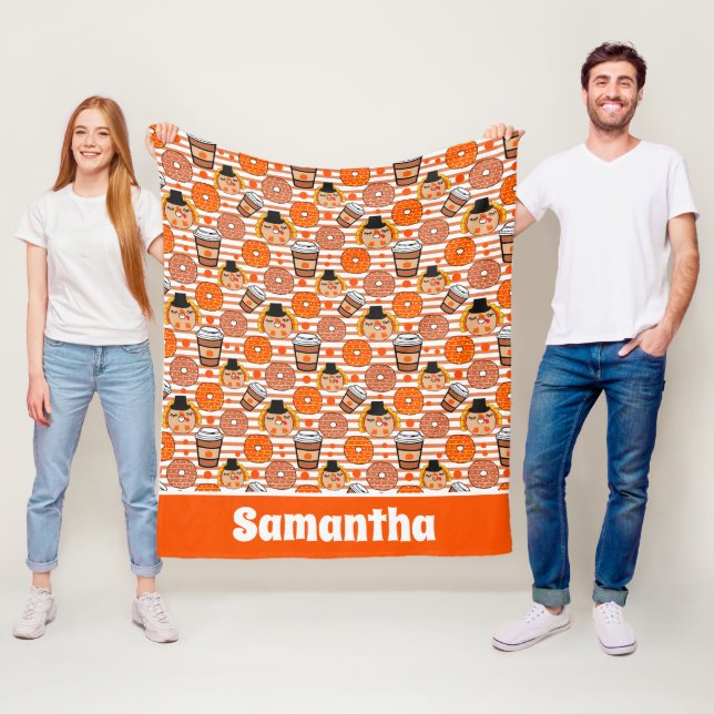 Cobertor De Velo Rosquinhas de Ação de Graças e Café Queda Laranja (In Situ)