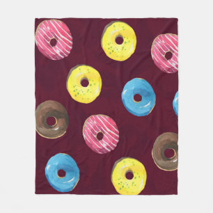 Cobertor De Velo Rosquinhas Ruby: Padrão Sem Costura De Aquarela.