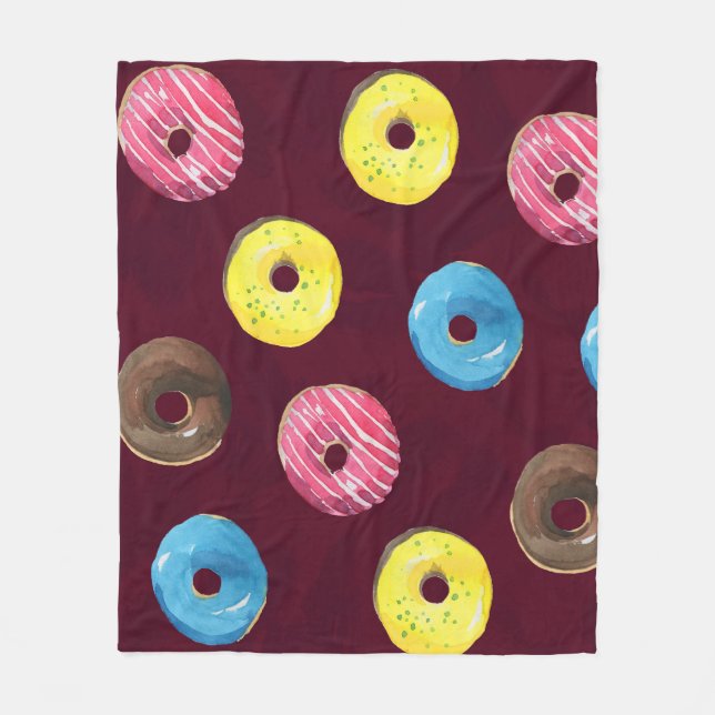 Cobertor De Velo Rosquinhas Ruby: Padrão Sem Costura De Aquarela. (Frente)