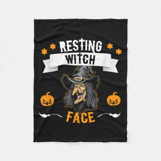 Cobertor De Velo Rosto de Bruxa Relaxada Funny Halloween Bruxa (Frente)