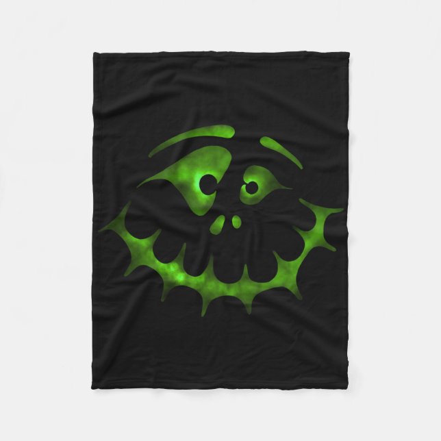 Cobertor De Velo Rosto de Halloween 5 - Verde (d010-0466a) (Frente)