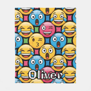 Cobertor De Velo Rostos de Emoji Coloridos Divertidos