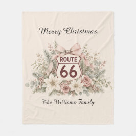 Cobertor De Velo Rota 66 de Natal Personalizada Rosa Família