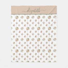 Cobertor De Velo Roteiro de Monograma Boho Capim dos Pampas Rosa Be