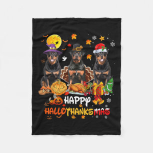 Cobertor De Velo Rottweiler Cão Feliz Dia das Bruxas Feliz de Ação