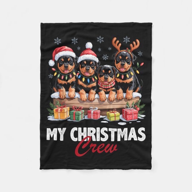 Cobertor De Velo Rottweiler Christmas Crew Funny Dog Lovers Holiday (Frente)