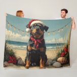 Cobertor De Velo Rottweiler Dog Christmas Vintage Beach<br><div class="desc">Traga o calor dos feriados para a costa com esta charmosa design inspirada na vintagem, que apresenta um cão festivo sentado numa praia serena. Com um clássico toque de feriado de tons nostálgicos e vibrações costeiras, esta trabalho de arte captura a magia do Natal pelo mar. Perfeito para espalhar alegria...</div>