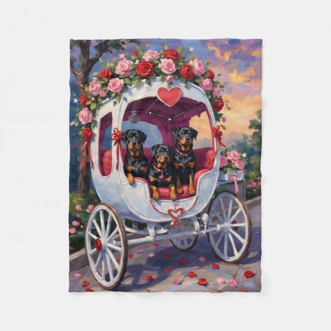Cobertor De Velo Rottweiler Dog Valentine's Day (Frente)
