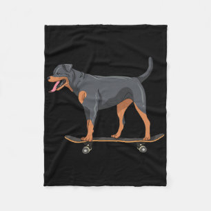 Cobertor De Velo Rottweiler Em Skate De Rolo Cute Skater Cachorro F
