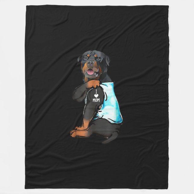 Cobertor De Velo Rottweiler Eu Amo A Mãe Tatuagem (Frente)