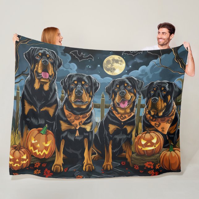 Cobertor De Velo Rottweiler Halloween Assustador (In Situ)