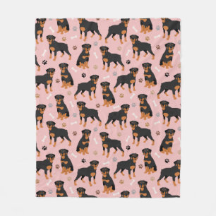 Cobertor De Velo Rottweiler Ossos de Cão e Peças