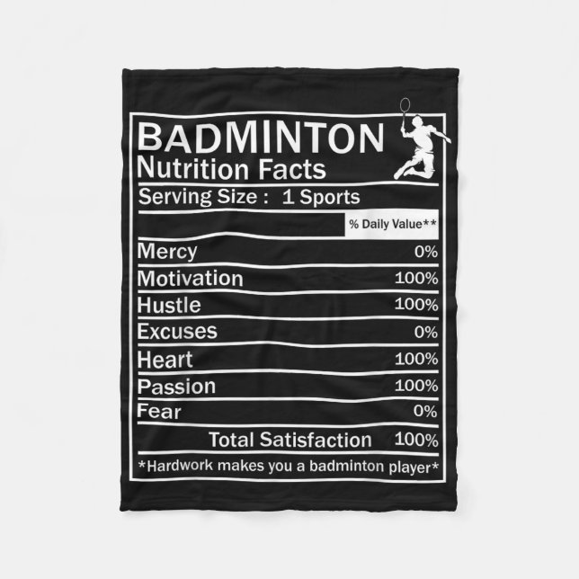 Cobertor De Velo Rótulo de Ingredientes de Badminton Engraçado  (Frente)