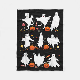 Cobertor De Velo Roupa de Halloween engraçada de gato fantasma fofo