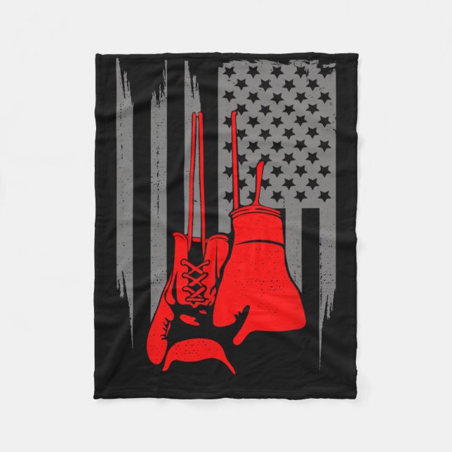 Cobertor De Velo Roupas de Boxe com Bandeira Americana - Boxeador B (Frente)