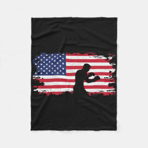 Cobertor De Velo Roupas de Boxe com Bandeira Americana - Boxeador B