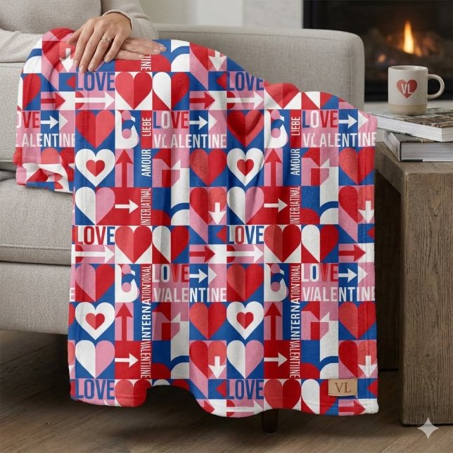 Cobertor De Velo Roupas de cama premium gráficas de amor multilíngu (Criador carregado)