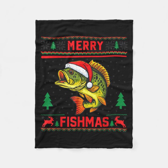 Cobertor De Velo Roupas de Natal de pesca Alegre Peixes Natal Crian (Frente)