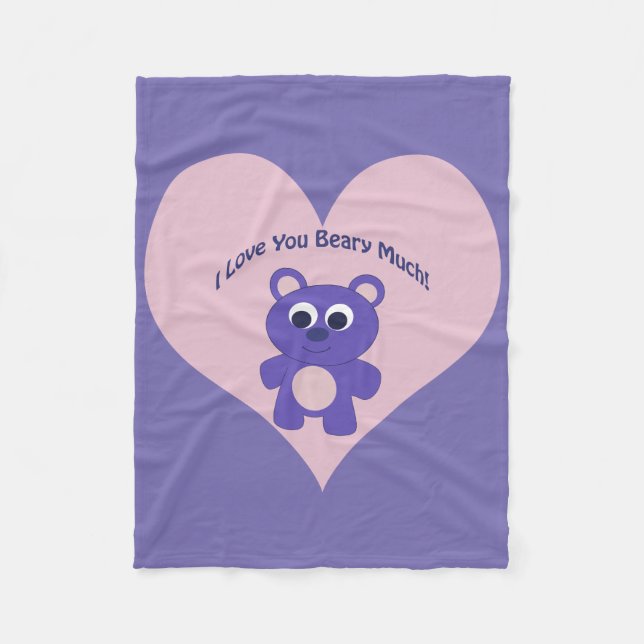 Cobertor De Velo Roxo, amo-te Beary Much! (Frente)