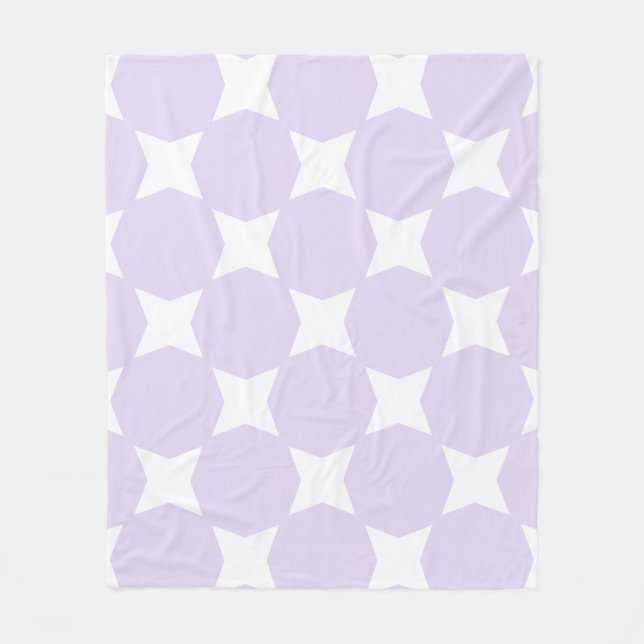 Cobertor De Velo Roxo Lilás Suave e Design de Estrelas Brancas (Frente)