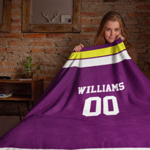 Cobertor De Velo Roxo, ouro & branco do futebol personalizados