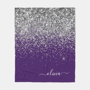 Cobertor De Velo Roxo Silver Glitter Girly Monographic Nome