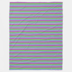 Cobertor De Velo Roxo Verde Azul Listrado