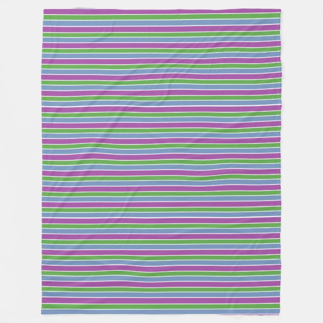 Cobertor De Velo Roxo Verde Azul Listrado (Frente)